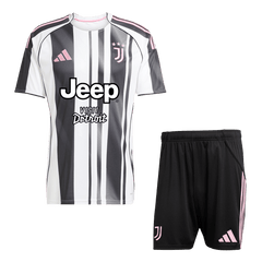 Juventus Home Soccer Jersey Kit(Jersey+Shorts) 2025/26 Black&White