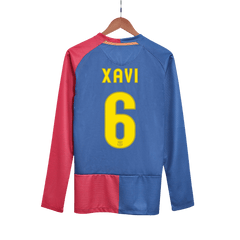 Maillot de football rétro domicile XAVI #6 du FC Barcelone 2008/09 - Manches longues (Finale de la Ligue des champions)