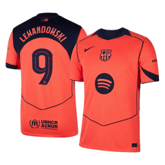 LEWANDOWSKI #9 Barcelona Third Away Soccer Jersey 2025/26 Orange- UCL