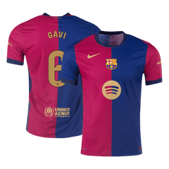 Barcelona GAVI #6 Home Soccer Jersey Authentic 2024/25- Spotify Logo Without Text