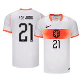 F.DE JONG #21 Netherlands Away Soccer Jersey World Cup 2026 White
