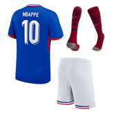 France MBAPPE #10 Home Jersey Kit EURO 2024 Kids(Jersey+Shorts+Socks)