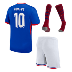 France MBAPPE #10 Home Jersey Kit EURO 2024 Kids(Jersey+Shorts+Socks)