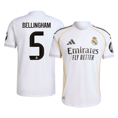 Maillot de football domicile authentique Real Madrid BELLINGHAM #5 2025/26