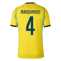 MARQUINHOS #4 Player Version Brazil Home Soccer Jersey World Cup 2026 Yellow