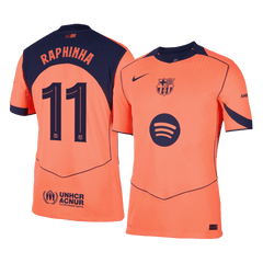 RAPHINHA #11 Authentic Barcelona Third Away Soccer Jersey 25/26 Orange- UCL