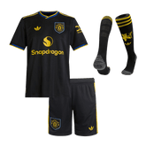 Kid's Manchester United Third Away Soccer Jersey Kit(Jersey+Shorts+Socks) 25/26 Black