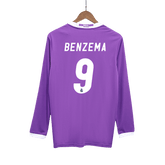 Real Madrid BENZEMA #9 Away Soccer Jersey Retro 2016/17 - Long Sleeve