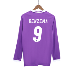 Maillot extérieur rétro BENZEMA #9 du Real Madrid 2016/17 - Manches longues