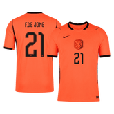 F.DE JONG #21 Player Version Netherlands Home Soccer Jersey World Cup 2026 Orange
