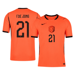 F.DE JONG #21 Player Version Netherlands Home Soccer Jersey World Cup 2026 Orange
