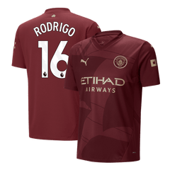 Maillot de football extérieur Manchester City RODRIGO #16 3e 2024/25