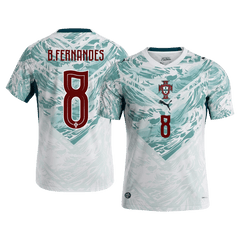 B.FERNANDES #8 Portugal Away Soccer Jersey World Cup 2026 White&Green