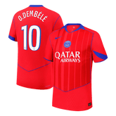 O.DEMBÉLÉ #10 Authentic PSG Third Away Soccer Jersey 25/26 Red