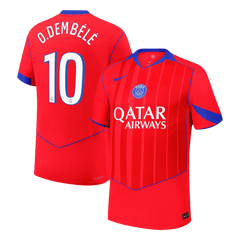O.DEMBÉLÉ #10 Authentic PSG Third Away Soccer Jersey 25/26 Red