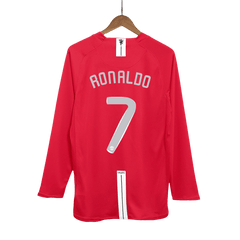 Maillot de football rétro Manchester United Ronaldo #7 Domicile 2007/08 - Manches longues (Finale UCL)