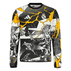 Real Madrid X Marvel Long Sleeve Soccer Jersey 25/26 Black&White