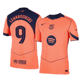 LEWANDOWSKI #9 Authentic Barcelona Third Away Soccer Jersey 25/26 Orange- UCL