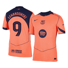 LEWANDOWSKI #9 Authentic Barcelona Third Away Soccer Jersey 25/26 Orange- UCL