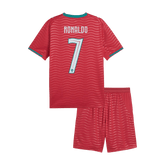 RONALDO #7 Kid's Portugal Home Soccer Jersey Kit(Jersey+Shorts) World Cup 2026 Red