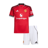 Kid's Manchester United Home Soccer Jersey Kit(Jersey+Shorts) 2025/26 Red