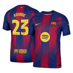 KOUNDE #23 Authentic Barcelona Home Soccer Jersey 2025/26 Red&Blue - UCL