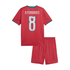 B. FERNANDES #8 Kid's Portugal Home Soccer Jersey Kit(Jersey+Shorts) World Cup 2026 Red
