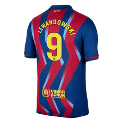 LEWANDOWSKI #9 Barcelona Fourth Soccer Jersey 25/26 Red&Blue
