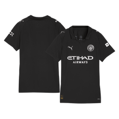 Women's Manchester City Away Soccer Jersey 25/26 Black