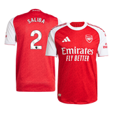 SALIBA #2 Authentic Arsenal Home Soccer Jersey 2025/26 Red