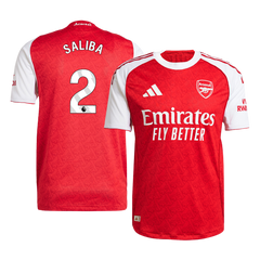 SALIBA #2 Authentic Arsenal Home Soccer Jersey 2025/26 Red