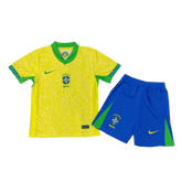 Brazil Home Jersey Kit Copa America 2024 Kids(Jersey+Shorts)