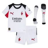 Kid's AC Milan Away Soccer Jersey Kit(Jersey+Shorts+Socks) 25/26 White
