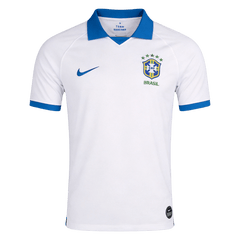 Men Retro Fan Version Brazil Away Soccer Jersey 2019 White