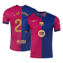 Barcelona F.DE JONG #21 Home Soccer Jersey Authentic 2024/25 - Spotify Logo Without Text