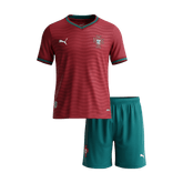 Kid's Portugal Home Soccer Jersey Kit(Jersey+Shorts) World Cup 2026 Red