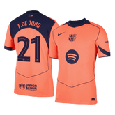 F.DE JONG #21 Authentic Barcelona Third Away Soccer Jersey 25/26 Orange- UCL
