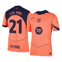 F.DE JONG #21 Authentic Barcelona Third Away Soccer Jersey 25/26 Orange- UCL