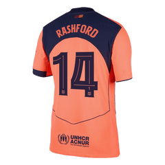 RASHFORD #14 Authentic Barcelona Third Away Soccer Jersey 25/26 Orange- UCL