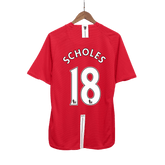 Manchester United SCHOLES #18 Home Soccer Jersey Retro 2007/08