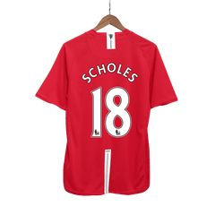 Manchester United SCHOLES #18 Home Soccer Jersey Retro 2007/08