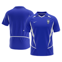 Retro 2002 Brazil Away Soccer Jersey Blue