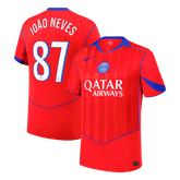 JOÃO NEVES #87 PSG Third Away Soccer Jersey 2025/26 Red