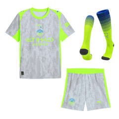 Manchester City Third Away Soccer Jersey Kit(Jersey+Shorts+Socks) 25/26 Gray