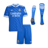 Kid's Real Madrid Third Away Soccer Jersey Kit(Jersey+Shorts+Socks) 25/26 Blue