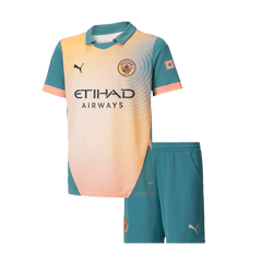 Manchester City Fourth Away Soccer Jersey Kit 2024/25 Kids(Jersey+Shorts)- Definitely City (UCL)