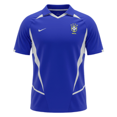 Retro 2002 Brazil Away Soccer Jersey Blue