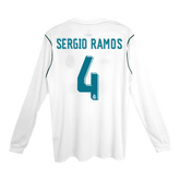 Real Madrid SERGIO RAMOS #4 Home Soccer Jersey Retro 2017/18 - Long Sleeve