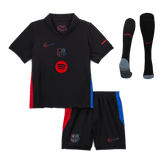 Barcelona Auswärts-Fußballtrikot 2024/25 Kinder (Trikot + Shorts + Socken) – Spotify-Logo ohne Text