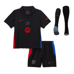 Barcelona Away Soccer Jersey Kit 2024/25 Kids(Jersey+Shorts+Socks) - Spotify Logo Without Text